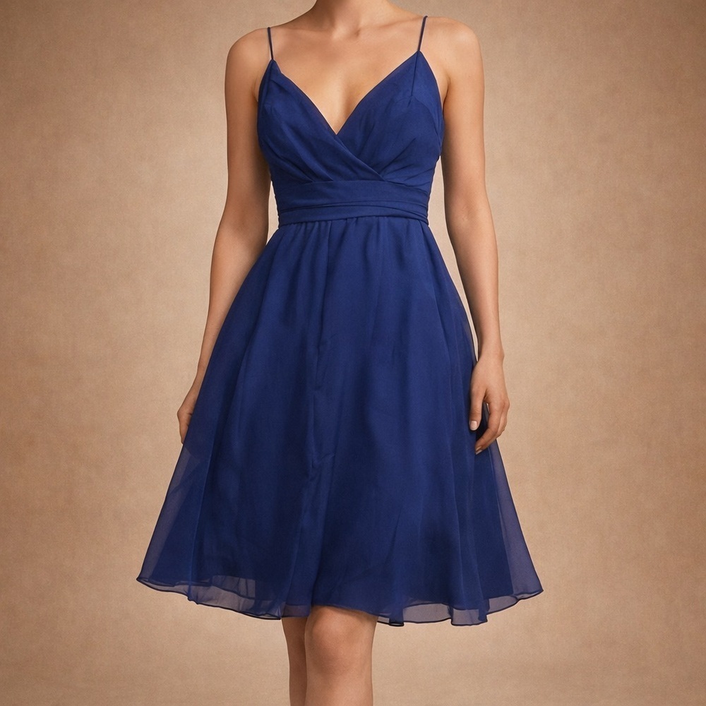 Lulus Royal Blue Chiffon Dress Flowy Cocktail Party Dress Size XL